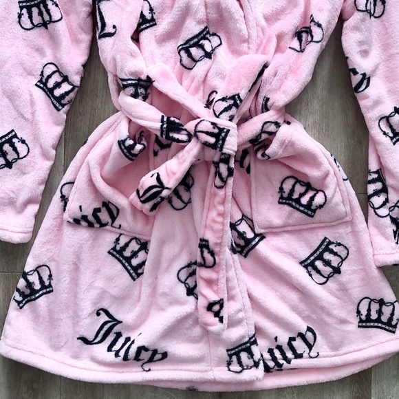 Juicy Couture, Womens, Plush, Shawl, Collar Robe, Pink, Crown Logo, Size S, NEW - Picture 6 of 13